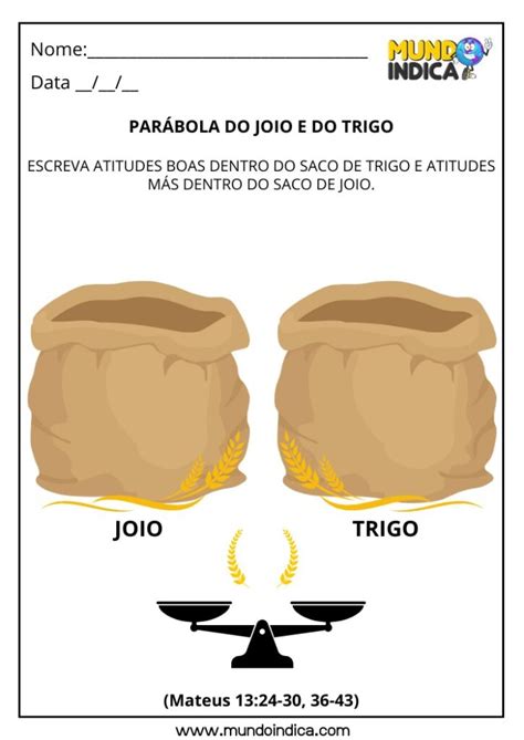 A Parábola Do Joio E Do Trigo - 10 Atividades Bíblicas sobre a Parábola do Joio e do Trigo
