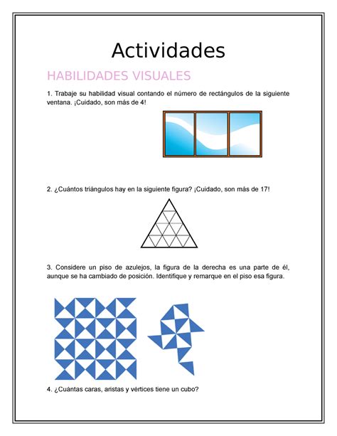 Actividades Habilidades De Geometría Actividades Habilidades Visuales