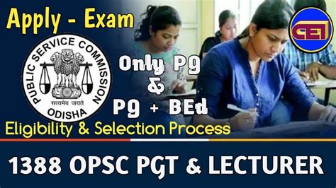 1388 OPSC PGT LECTURER Advertisement Apply Single Exam VIVA