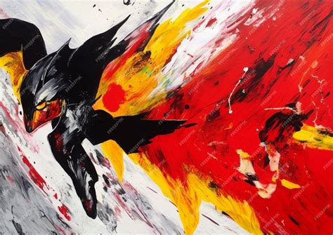 Premium AI Image | A painting of a dragon with red and black wings and ...