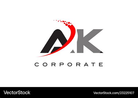 Ak Modern Letter Logo Design With Swoosh Vector Image