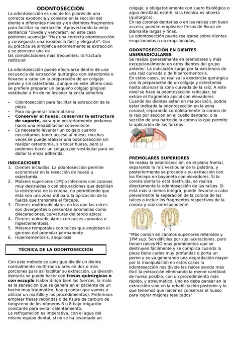 Ciru Odontoseccion Documento de clases y libro ODONTOSECCIÓN La