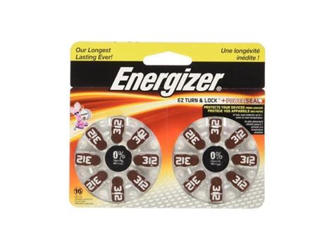 Energizer Az312dp 16 Energizer Ez Turn And Lock Hearing Aid Size 312 Batteries 16 Pack