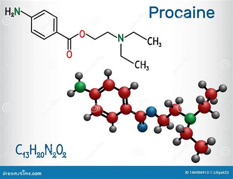 Procaine Molecule Is A Local Anesthetic Drug Stock Vector