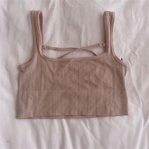 Urban Outfitters Pink Nude Sparkly Cropped Tank Top Depop