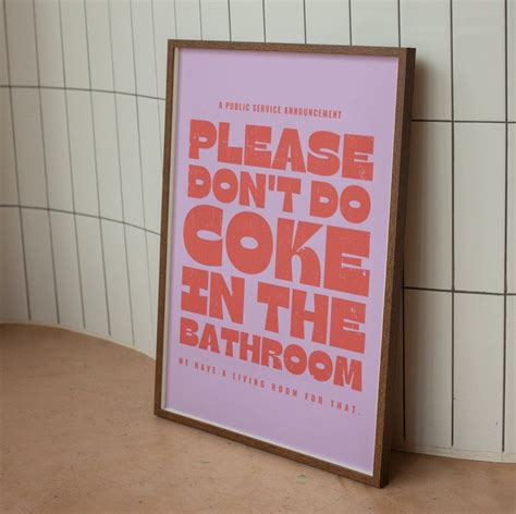 Please Don T Do Coke In The Bathroom Wall Print Retro Etsy