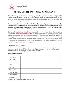 Fillable Online Mooring Licence Application Form Fax Email Print