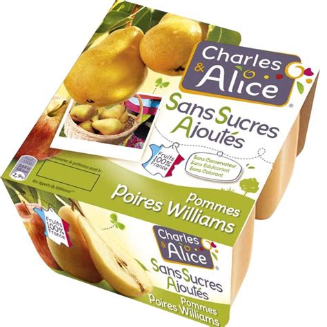 Compote pomme poire sans sucres ajoutés Charles Alice 4 x 100 g