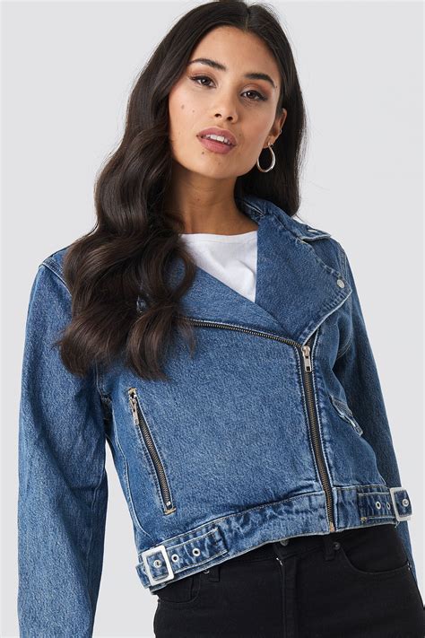 Denim Biker Jacket Blå Na