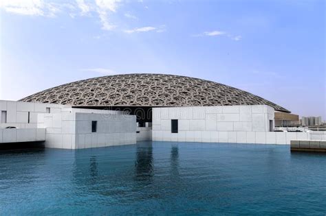 exterior   famous louvre museum  abu dhabi editorial stock