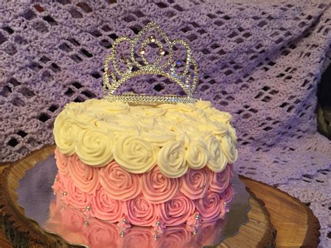 Ombre Princess Cake Buttercream Icing Done In A Rosette Form Princess