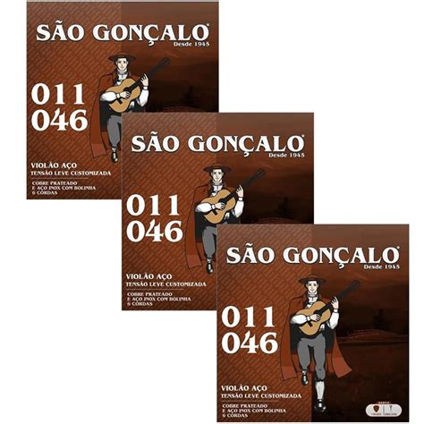 Jogos De Violao - Kit Com 03 Jogos De Cordas Sao Goncalo Para Violao Aco Tensao Leve ...