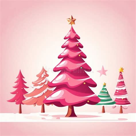 Pink Christmas Tree Graphics For Christmas Stock Illustration