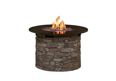 Allen Roth Stacked Stone Fire Pit Table In W Btu Stacked