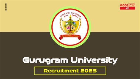 Gurugram University Recruitment 2023, Apply Online Starts