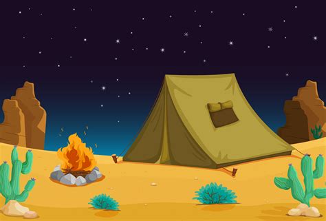 Camping At Night Vector Art At Vecteezy