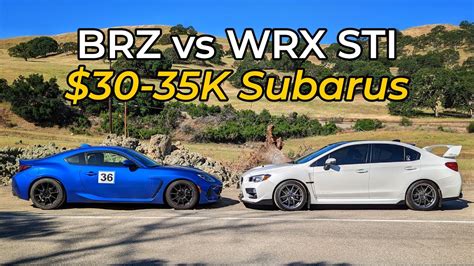 Subaru Brz Vs Subaru Wrx Sti Head To Head Review Youtube