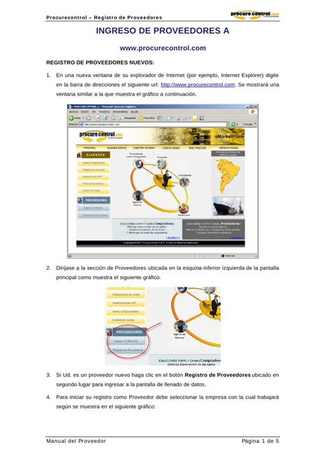 PDF Manual De Ingreso De Proveedores Procurecontrol