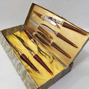 Piece Bakelite Cutlery Set Carving Knife Sharpener Fork And Steak