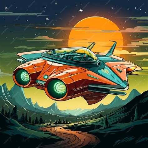 Premium AI Image | Scifi Spaceship flying Fantastic flying car Vector ...