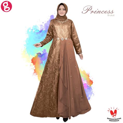 Jual Dress Muslim Princess Brukat Bridesmaid Dress Baju Kondangan