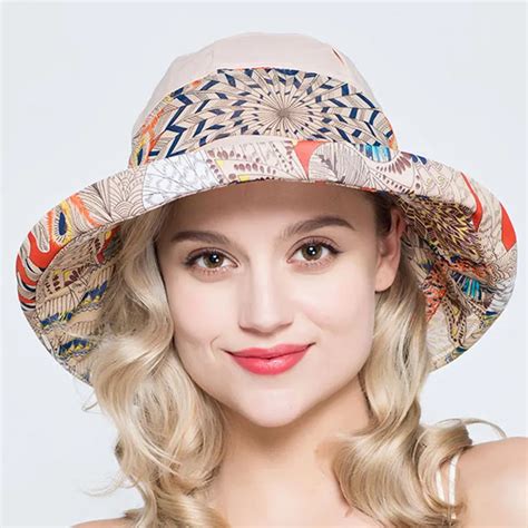 Women's Holiday Hat 2017 Summer Design National Style Bucket Hats Female UV proof Cotton Linen ...