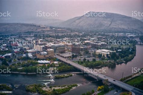 Aerial View Of Missoula Montana On A Hazy Morning Stock Photo