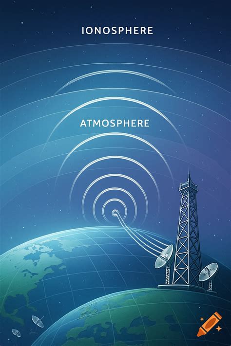 illustration  radio waves propagating   communication tower