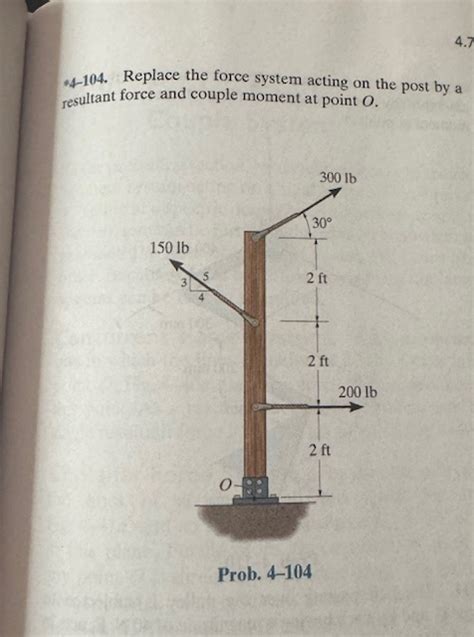 Solved Replace The Force System Acting On The Post By Chegg