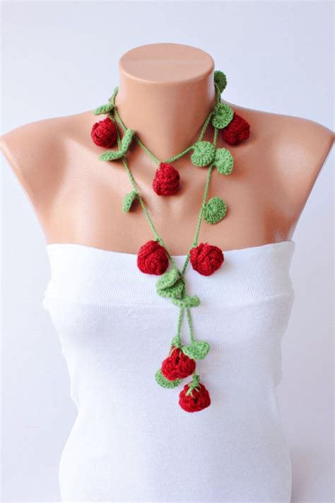 Crochet Lariat Scarf Flower Crochet Lariat Necklace Lariat Crochet