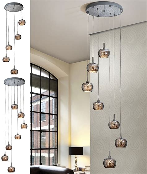 Schuller Arian Long Drop Led Smoked Glass Pendant 5 Light