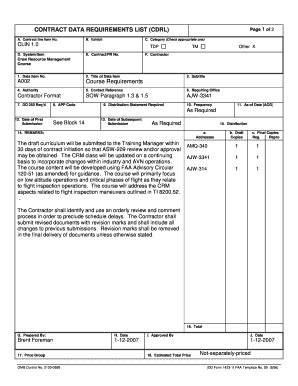 Fillable Online Faaco Faa CONTRACT DATA REQUIREMENTS LIST CDRL Course