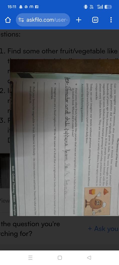 Food Exploration Questions Find another fruit or vegetable, like potato,..