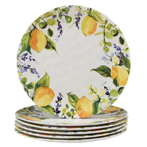 Certified International Lemon Zest Melamine Dinner Plates (Set of 6