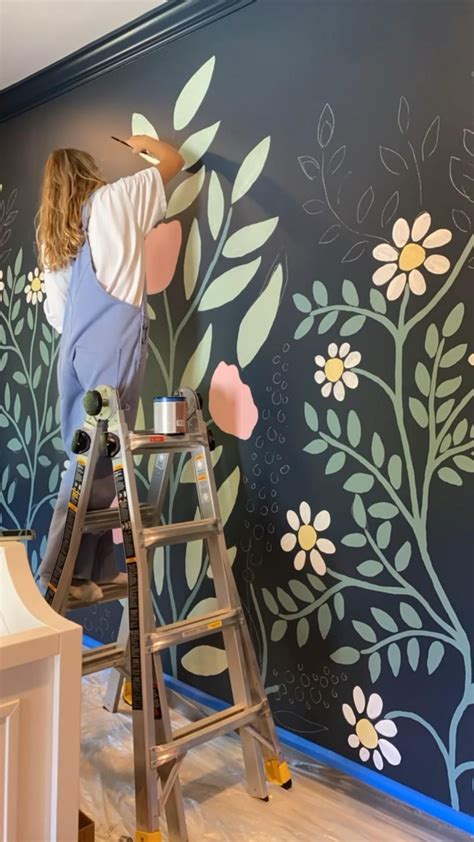 Art inspiration mural floral mural art tutorials painting techniques mural ideas – Artofit