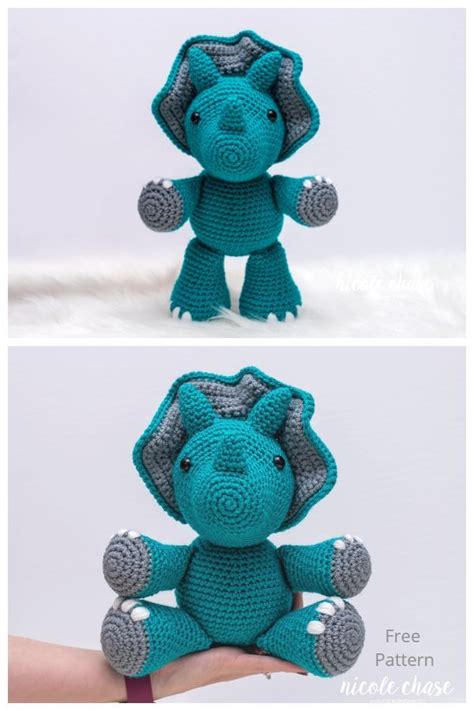 Crochet Tanner The Triceratops Dinosaur Amigurumi Free Pattern かぎ針編みの