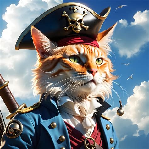 Premium Photo Cat Pirate Is A Closeup Surrealist Digital Graphic Of A