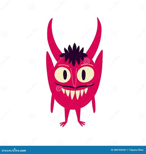 Pink Devil Demon with a Creepy Face. Vibrant Bright Strange Ugly ...