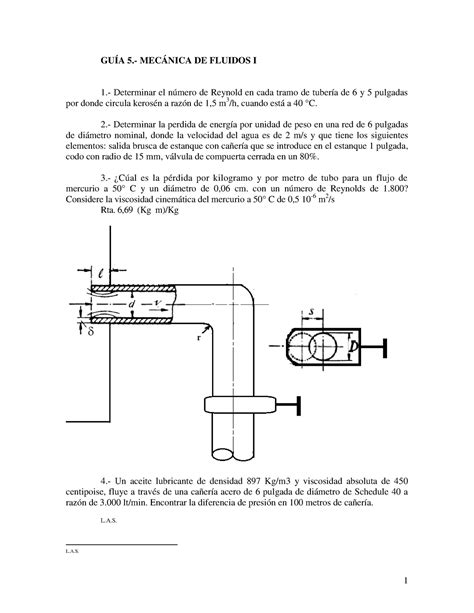 Guía 4 Dinámica de Fluidos Perdidas de Carga GUÍA 5 MECÁNICA DE