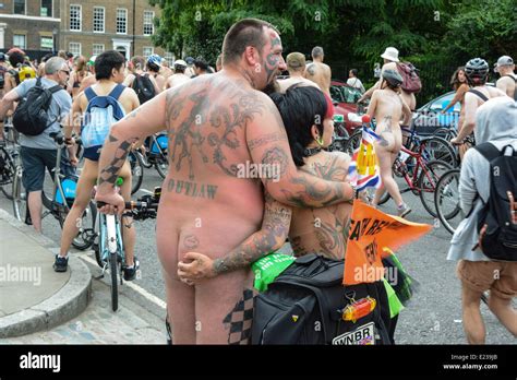 London UK Th June The World Naked Bike Ride Coasts Through Central London An Annual
