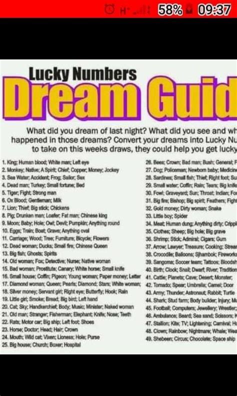 The Lucky Numbers Dream Guide Is Shown In This Screenshot From An Old