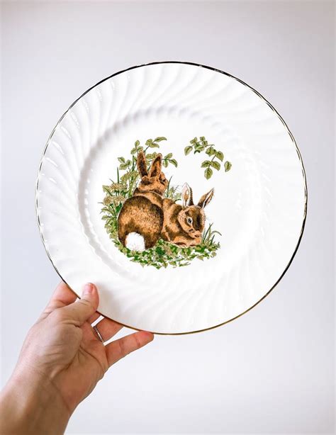 Vintage Bone China Rabbit Decorative Plate By Royal Staffordshire In