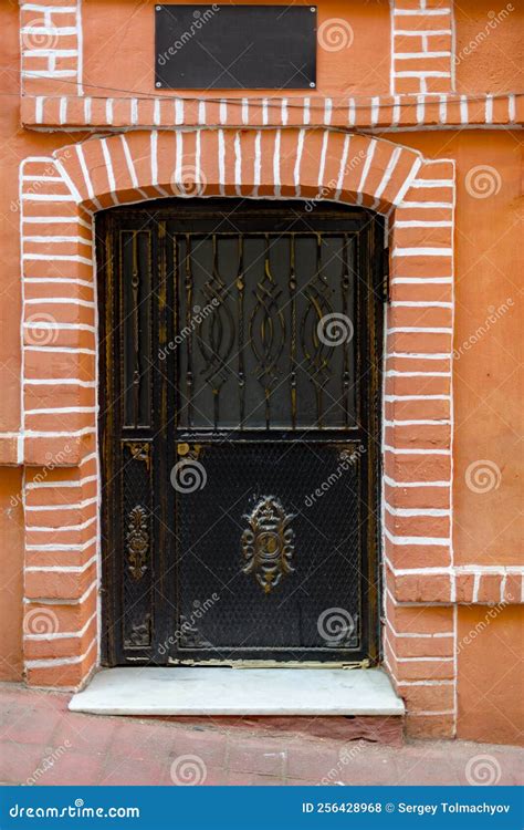 Old Vintage Wooden Door In Historical District Of Istanbul Stock Photo