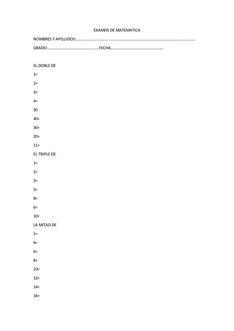 Examen De Matematica Pdf