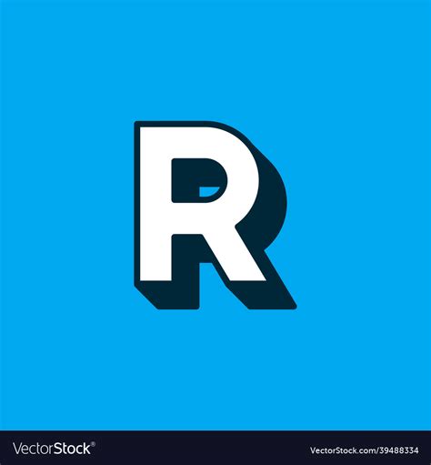 Logo letter white blue longshadow r Royalty Free Vector