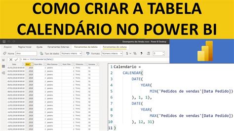 Como Criar A Tabela Calend Rio No Power Bi Youtube