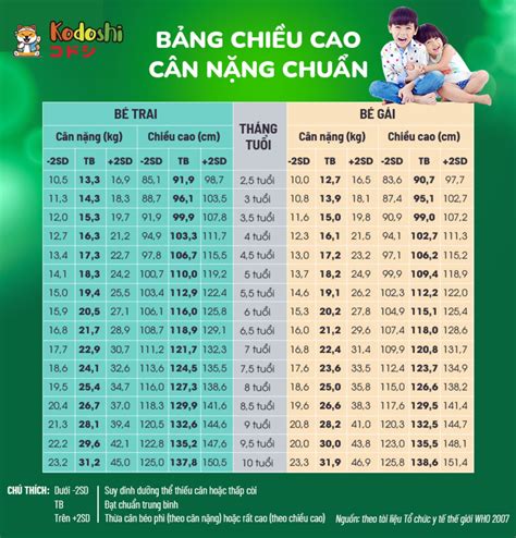 Bảng Chiều Cao Cân Nặng Trẻ Em Việt Nam Tiêu Chuẩn 2024