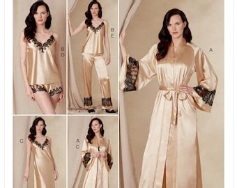 Vogue Sewing Pattern For Womens Pajamas Lingerie Pattern Womens Robe Nightgown Camisole