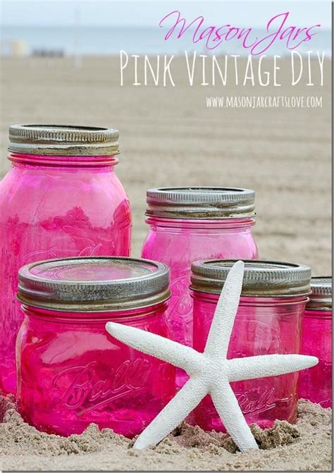 Pink Mason Jars Diy With Mod Podge And Food Coloring Pink Mason Jars