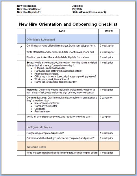 √ Free Printable New Employee Onboarding Checklist Template | Checklist Templates